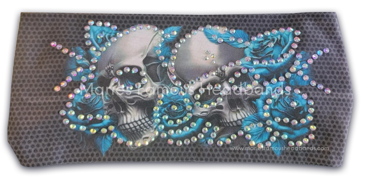 Skulls Teal Roses